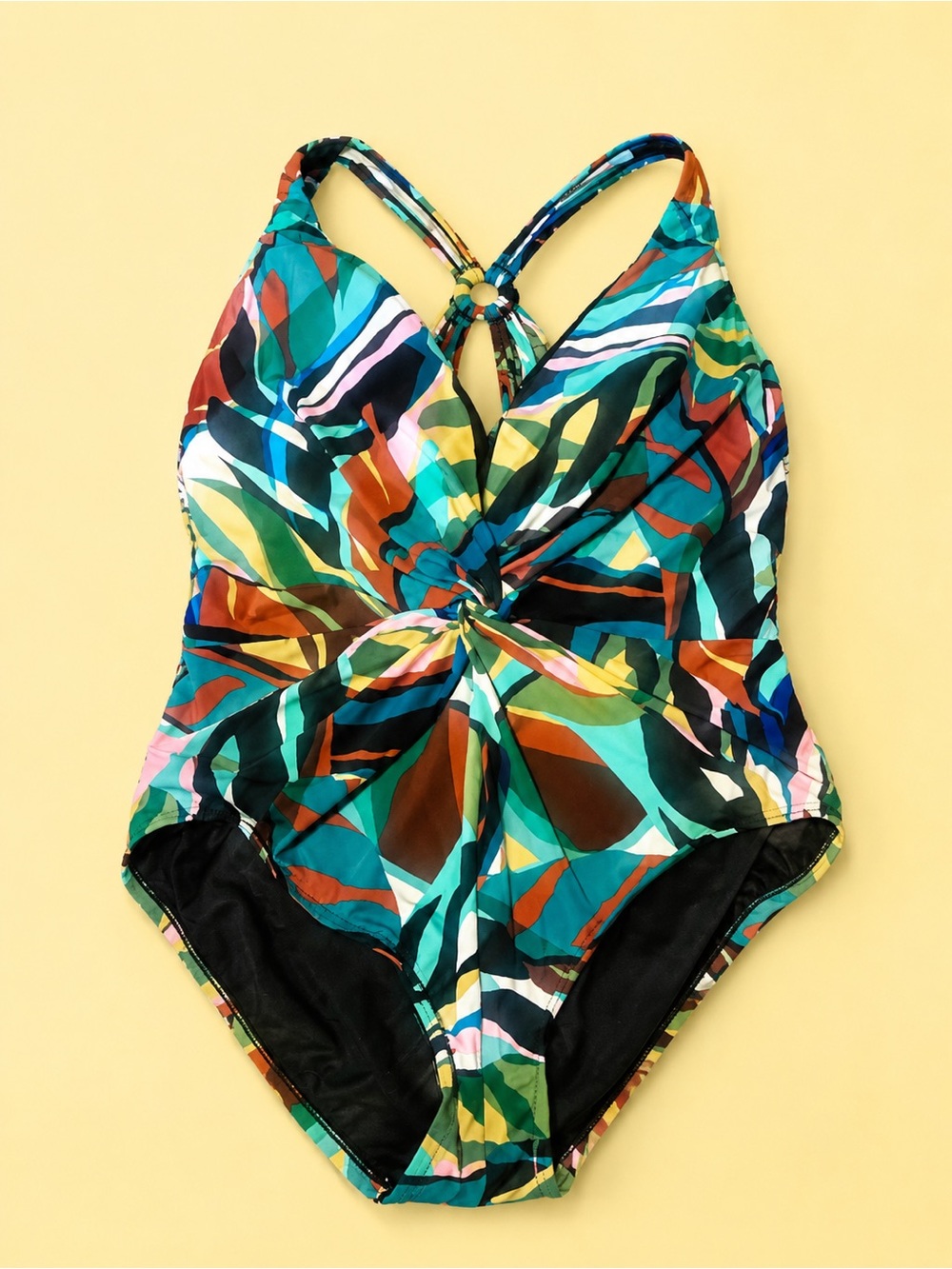 Magicsuit Multicolor Abstract Twist-Front One-Piece in Teal, Green & Orange